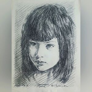 Vtg Israeli Lithograph Print Signed by Arts Artur Bar-On , "Jerusalen Girl"